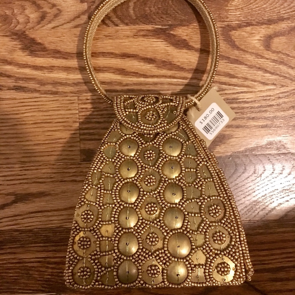 David Jeffery Gold Beaded Minaudière Clutch